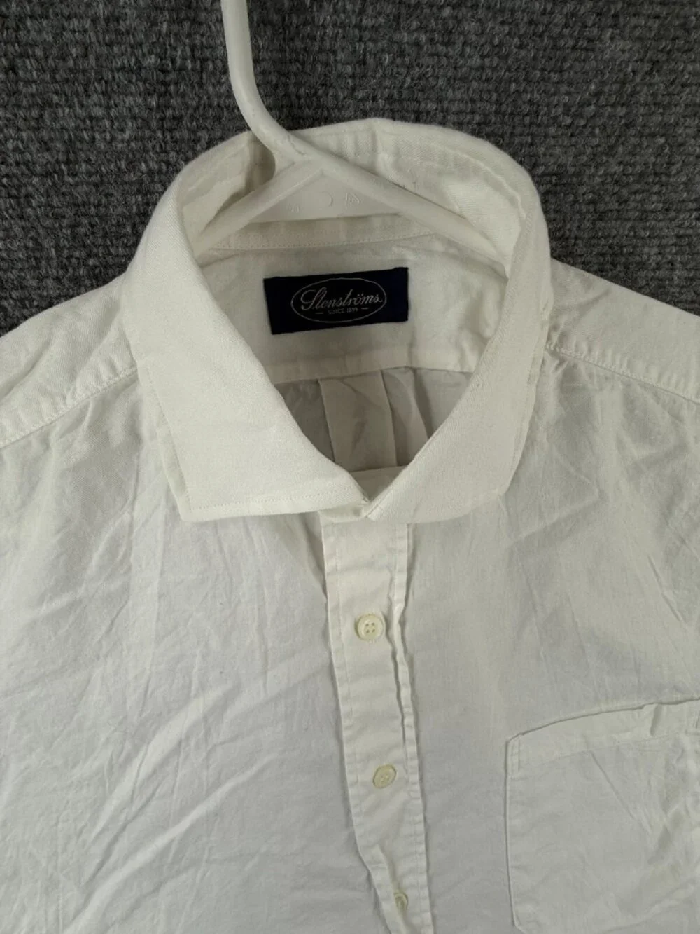 Stenstroms Button Up Shirt White Long Sleeve Cotton Size 40 Univ I Adult Woven